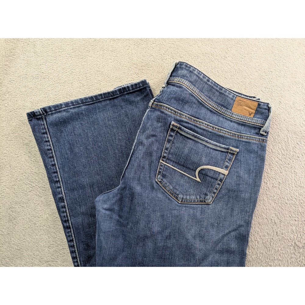 American Eagle Original Boot Jeans Womens 12 Regular Blue Stretch Denim Bootcut